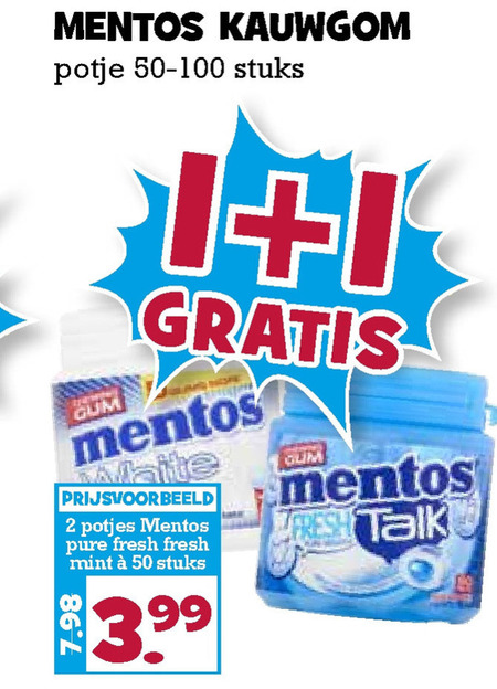 Mentos   kauwgom folder aanbieding bij  Boons Markt - details