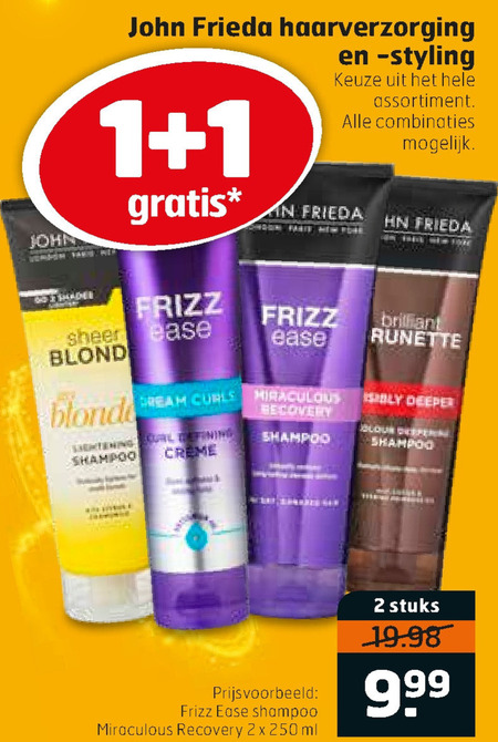 John Frieda   hairspray, shampoo folder aanbieding bij  Trekpleister - details