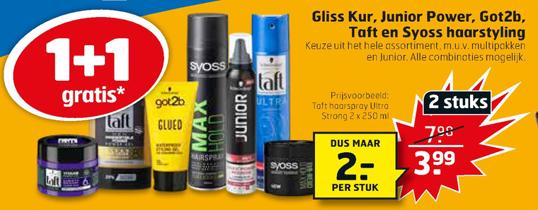 Syoss   hairspray, haargel folder aanbieding bij  Trekpleister - details