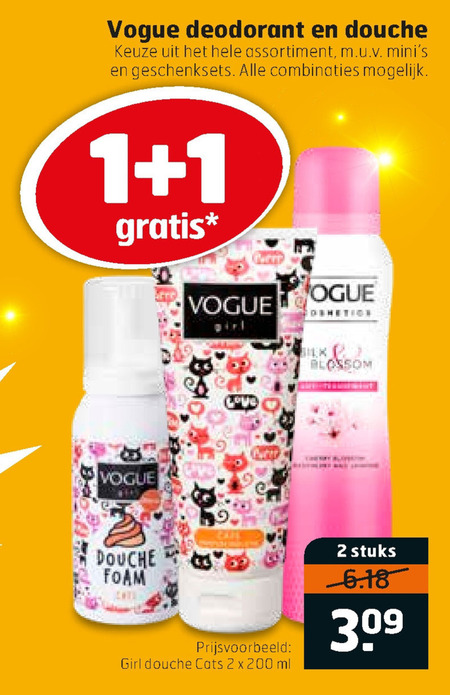 Vogue   deodorant, douchegel folder aanbieding bij  Trekpleister - details