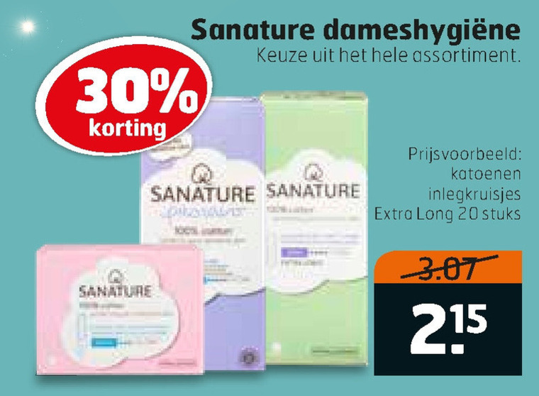 Sanature   maandverband, inlegkruisjes folder aanbieding bij  Trekpleister - details