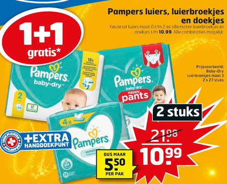 Pampers   luierbroekjes, luiers folder aanbieding bij  Trekpleister - details