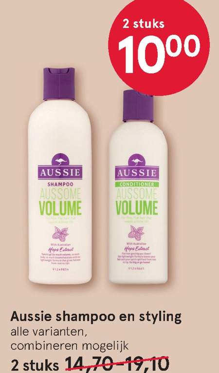 Aussie   shampoo, conditioner folder aanbieding bij  Etos - details