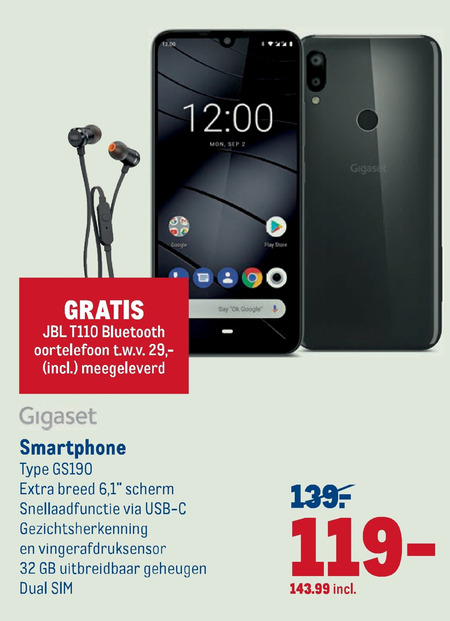 Gigaset   simlock vrije mobieltje folder aanbieding bij  Makro - details