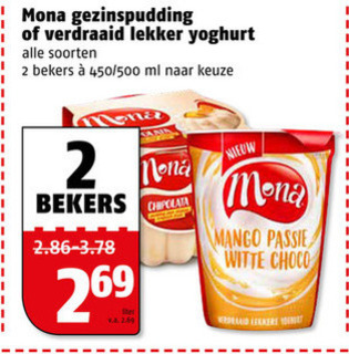 Mona   vruchtenyoghurt, pudding folder aanbieding bij  Poiesz - details