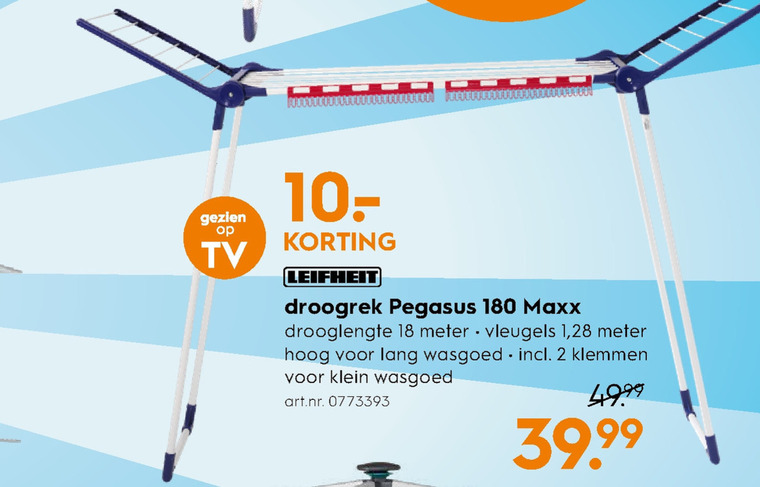 Leifheit   droogrek folder aanbieding bij  Blokker - details