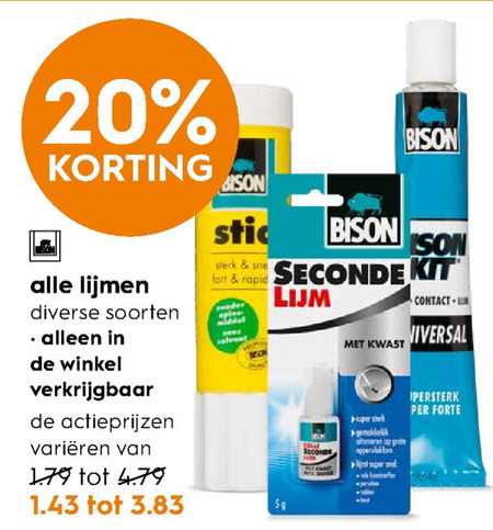 Bison   secondelijm, lijm folder aanbieding bij  Blokker - details