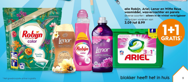 Ariel   wasverzachter, wasmiddel folder aanbieding bij  Blokker - details