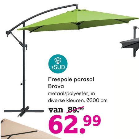 Bruin Vergelijkbaar Inactief Le Sud zweefparasol folder aanbieding bij Leenbakker - details