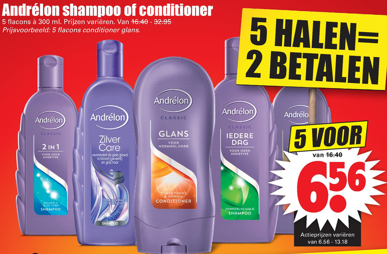 Andrelon   shampoo, conditioner folder aanbieding bij  Dirk - details