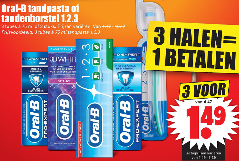 Oral-B   tandpasta, tandenborstel folder aanbieding bij  Dirk - details