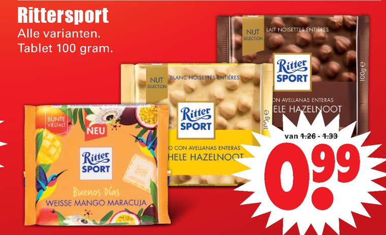 Ritter Sport   chocolade folder aanbieding bij  Dirk - details