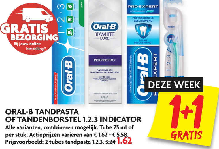 Oral-B   tandenborstel, tandpasta folder aanbieding bij  Dekamarkt - details