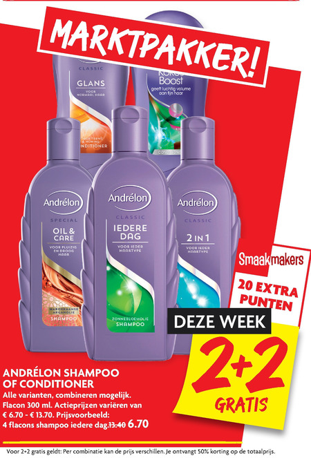 Andrelon   shampoo, conditioner folder aanbieding bij  Dekamarkt - details