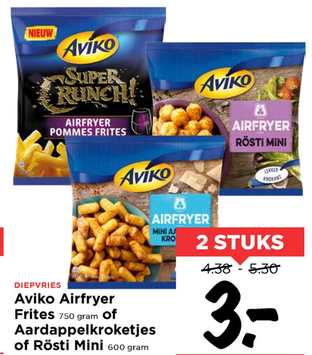 Aviko   aardappelkroketjes, patat folder aanbieding bij  Vomar - details