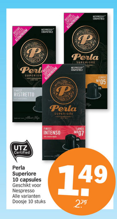 Perla   koffiecups folder aanbieding bij  Albert Heijn - details