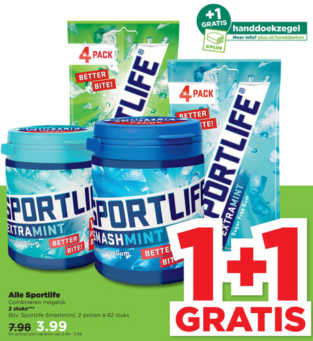 Sportlife   kauwgom folder aanbieding bij  Plus - details