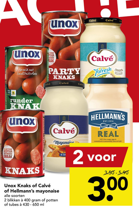 Hellmans   knakworst, mayonaise folder aanbieding bij  Deen - details