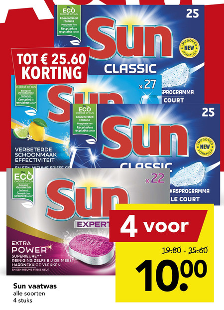 Sun   vaatwasmiddel folder aanbieding bij  Deen - details