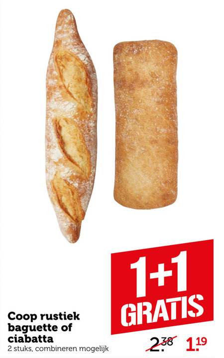 Coop Huismerk   ciabatta, stokbrood folder aanbieding bij  Coop - details