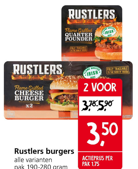 Rustler   hamburger broodje folder aanbieding bij  Jan Linders - details