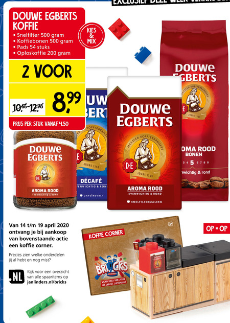 Douwe Egberts   koffie, koffiebonen folder aanbieding bij  Jan Linders - details