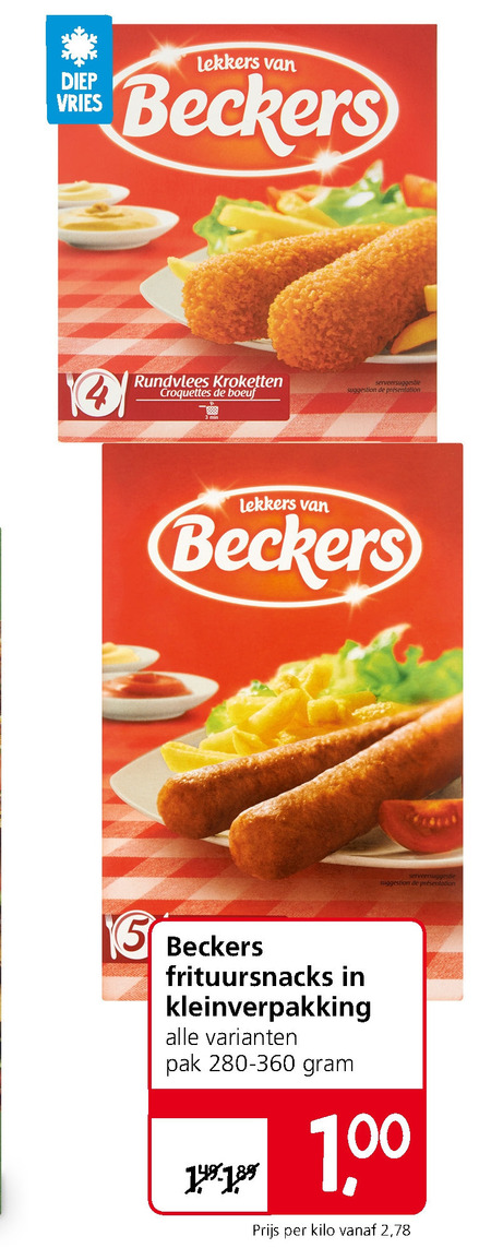 Beckers   kroket, snack folder aanbieding bij  Jan Linders - details