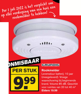 Grundig   rookmelder folder aanbieding bij  Hoogvliet - details