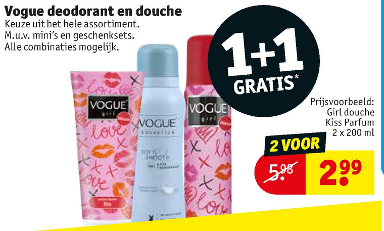 Vogue   deodorant, douchegel folder aanbieding bij  Kruidvat - details