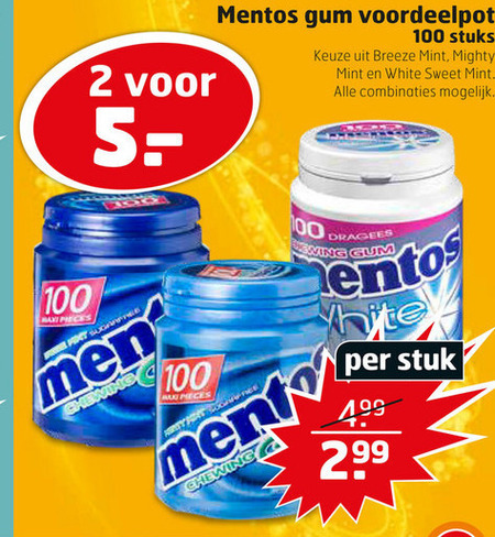 Mentos   kauwgom folder aanbieding bij  Trekpleister - details