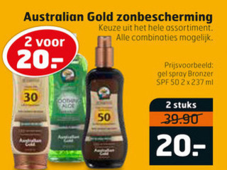 Australian Gold   aftersun, zonnebrandolie folder aanbieding bij  Trekpleister - details