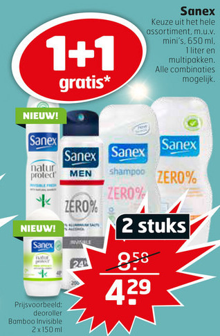 Sanex   deodorant, douchegel folder aanbieding bij  Trekpleister - details