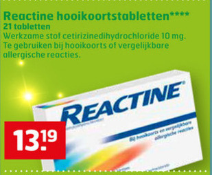 Reactine   huisapotheek folder aanbieding bij  Trekpleister - details