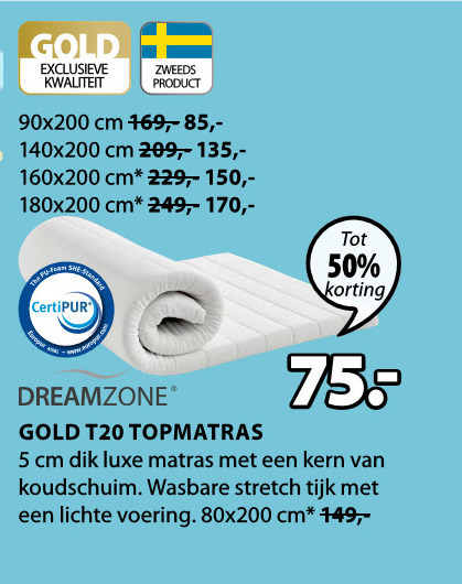 Dreamzone   matrastopper folder aanbieding bij  Jysk - details