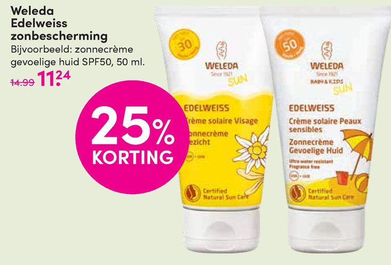 Weleda   zonnebrandolie folder aanbieding bij  DA - details