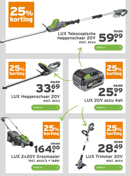 Lux   accugrasmaaier, heggenschaar folder aanbieding bij  Gamma - details