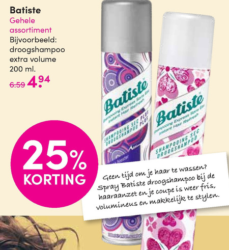 Batiste   droogshampoo folder aanbieding bij  D.I.O. Drogist - details