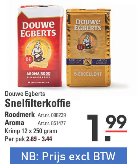 Douwe Egberts   koffie folder aanbieding bij  Sligro - details