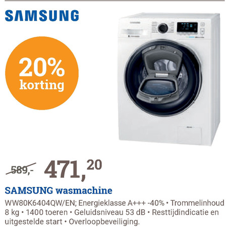 Samsung   wasmachine folder aanbieding bij  BCC - details