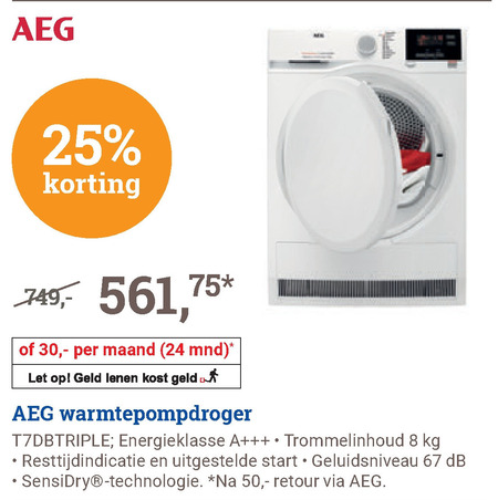 AEG   warmtepompdroger folder aanbieding bij  BCC - details