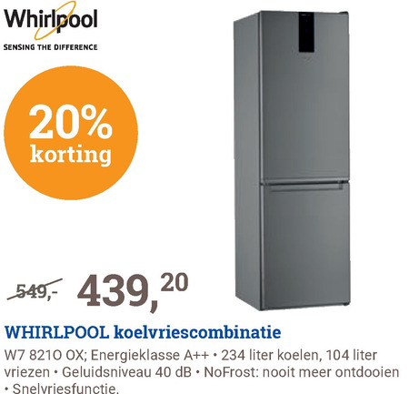 Whirlpool   koelvriescombinatie folder aanbieding bij  BCC - details