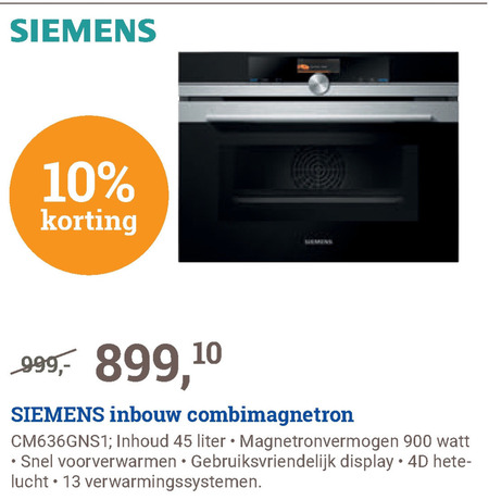 Siemens   inbouwmagnetron folder aanbieding bij  BCC - details