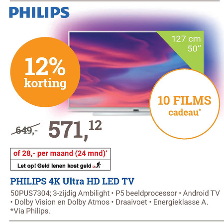 Philips   4k ultrahd televisies folder aanbieding bij  BCC - details