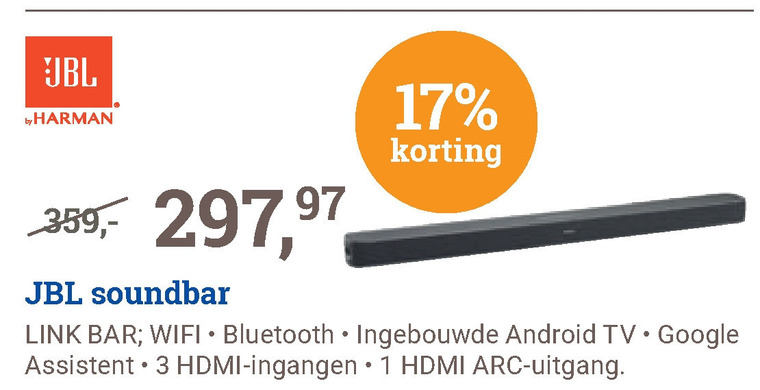 JBL   soundbar folder aanbieding bij  BCC - details