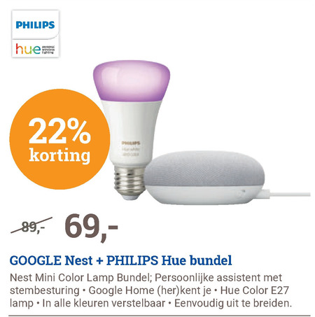 Google   media streamer, smart ledlamp folder aanbieding bij  BCC - details