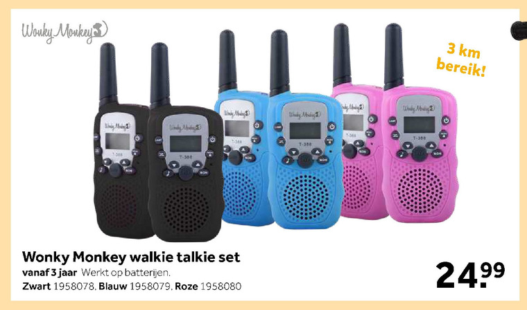 Wonky Monkey   walkie talkie folder aanbieding bij  Intertoys - details