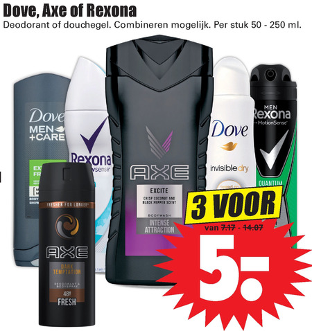 Rexona   douchegel, deodorant folder aanbieding bij  Dirk - details