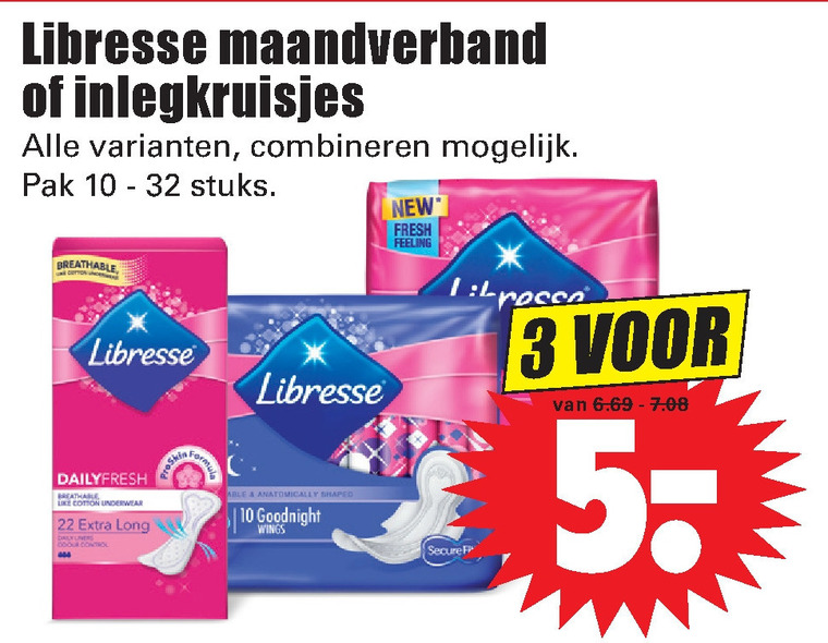 Libresse   inlegkruisjes, maandverband folder aanbieding bij  Dirk - details