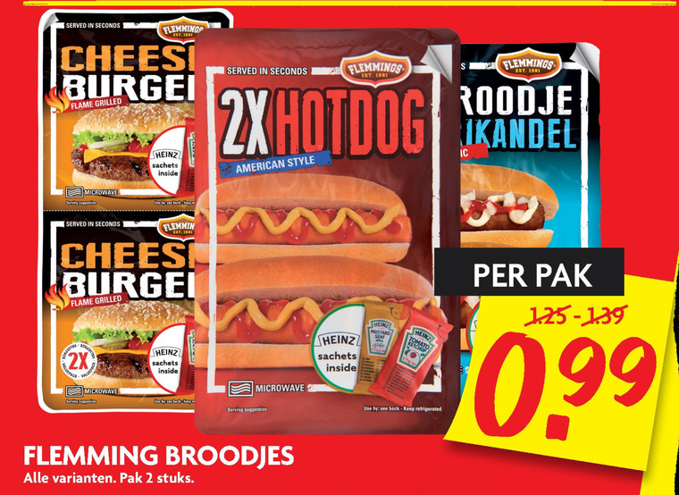 Flemmings   hamburger broodje, frikandelbroodjes folder aanbieding bij  Dekamarkt - details