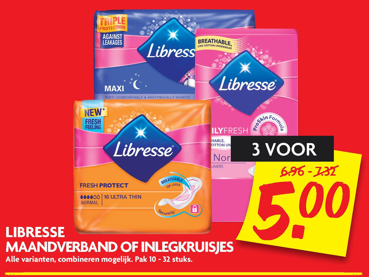 Libresse   maandverband, inlegkruisjes folder aanbieding bij  Dekamarkt - details